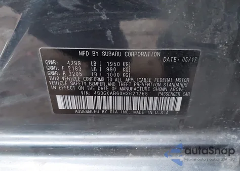 2017 Subaru Impreza 2.0I Premium из США, поврежденный, VIN 4S3GKAB60H3621765